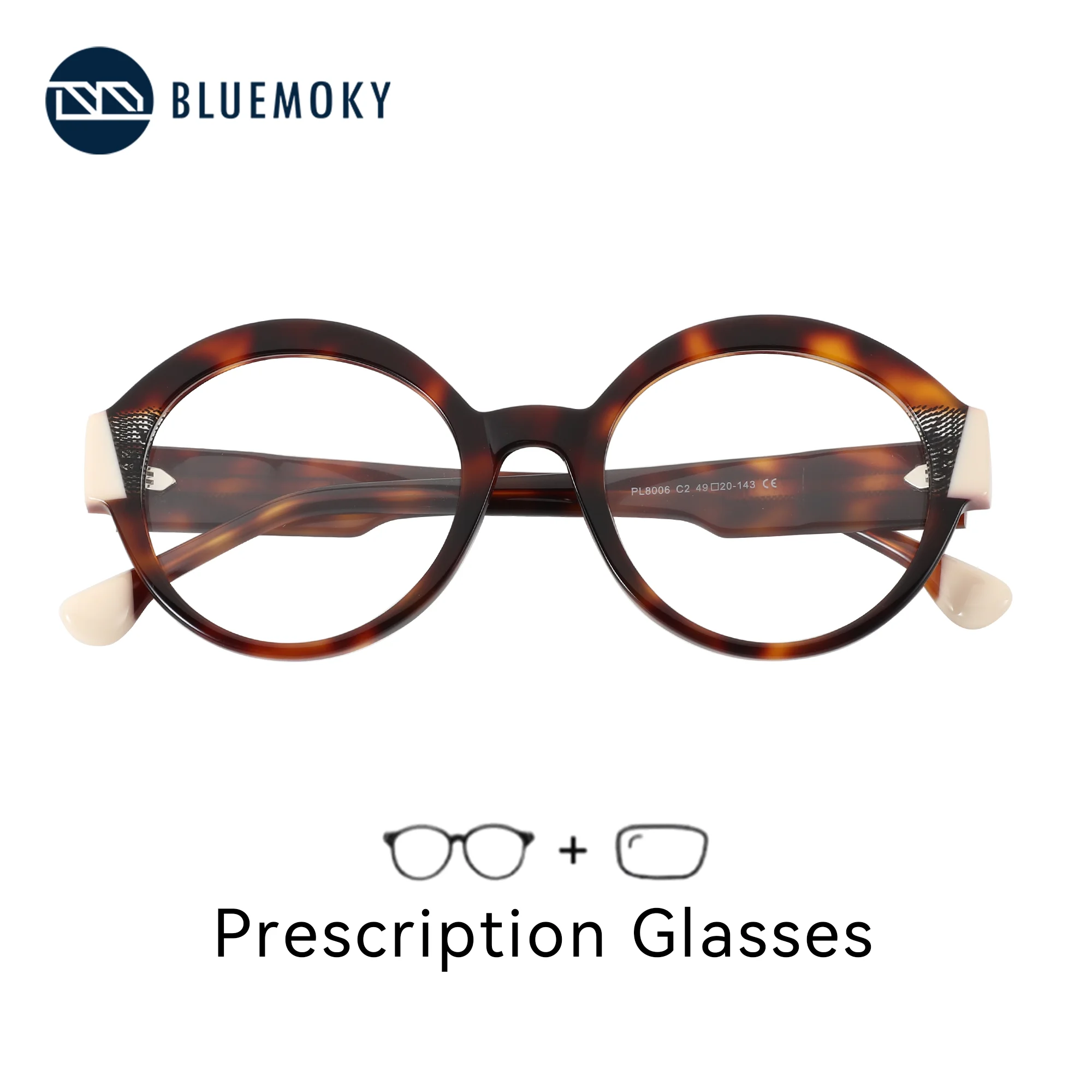 

BLUEMOKY S Size Vintage Acetate Round Custom Prescription Glasses For Unisex Photochromic Optical Eyewear