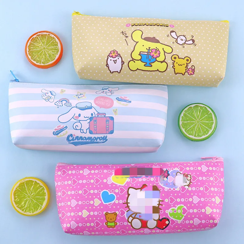 2024 Sanrio Stationery Bag Kawaii Mymelody Kuromi Cinnamoroll Student Cartoon PU Stationery Storage Bag Children\\\'s Pencil Bag