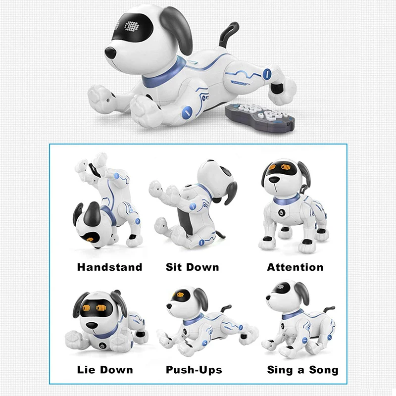 Chien télécommandé pour enfants, chiot cascadeur, jouets vocaux, support à main, push-up, animal de compagnie électronique, son de phtalrobot pour garçons et filles, RC Robtiendra c