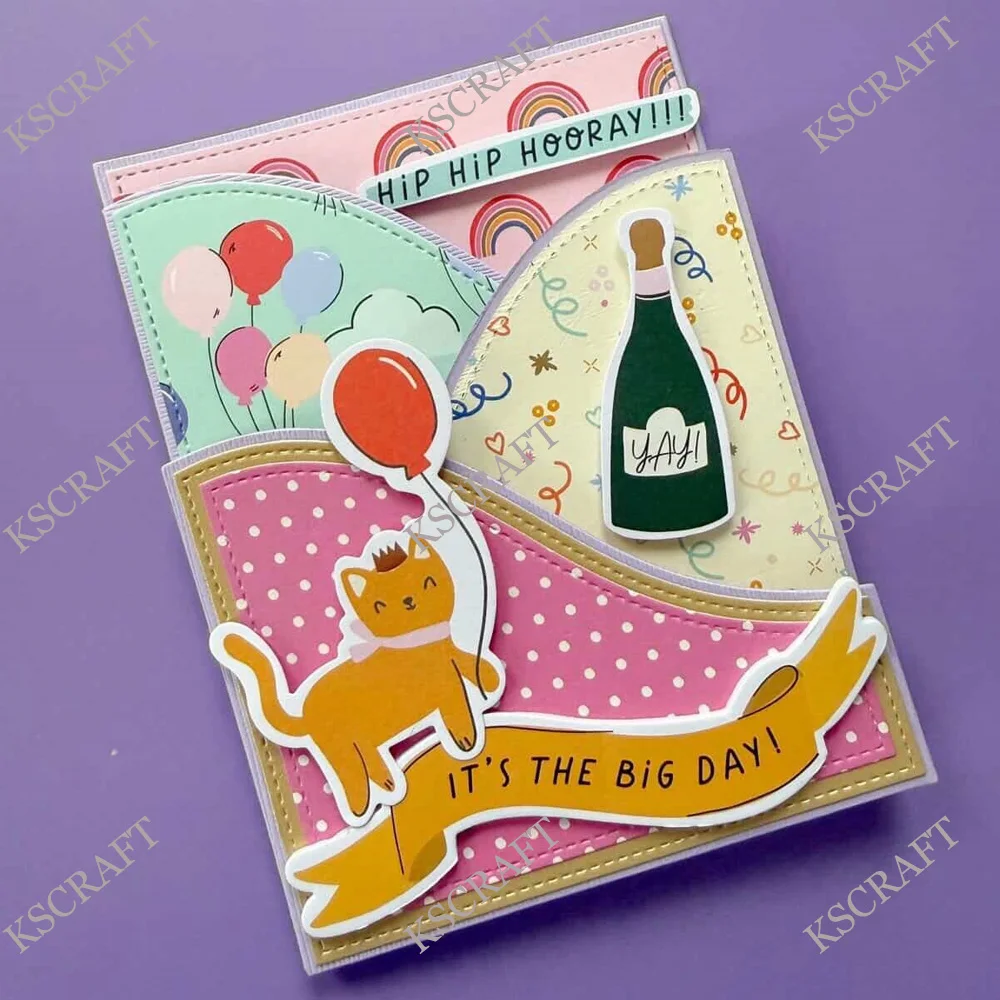 KSCRAFT Cortadores de Cartão Ondulados Tri-Fold para Scrapbooking DIY, Estênceis Decorativos para Embossagem e Cartões de Papel DIY