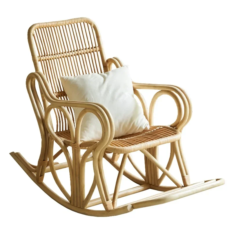 Coffee shop rattan wicker cane relax rocking sofa chair