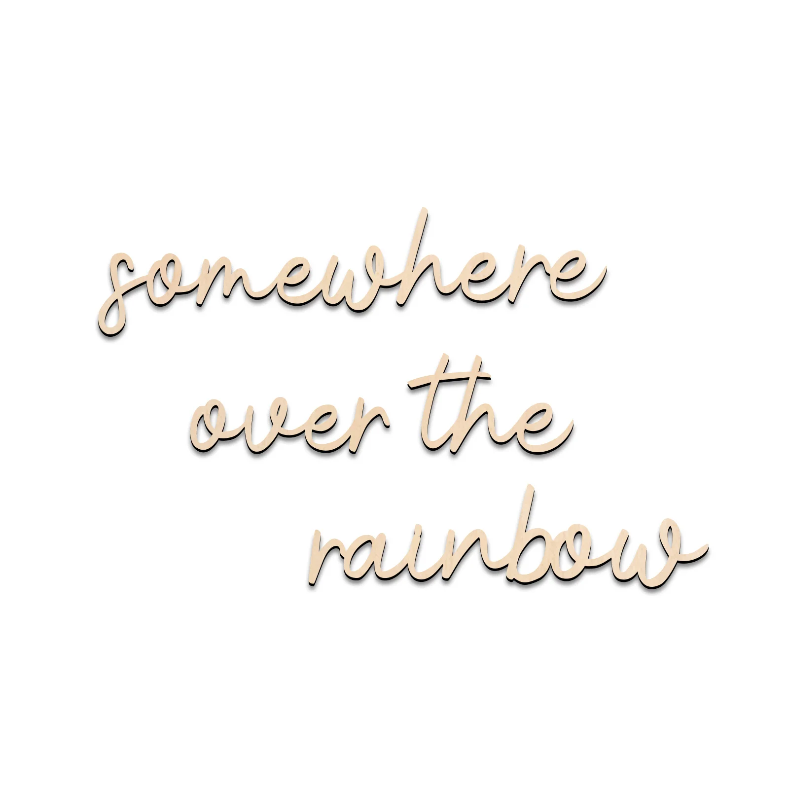 

Somewhere Over the Rainbow Wooden Wall Art - Nursery Room Decoration, Kids Bedroom Wall Art, Rainbow Script Sign