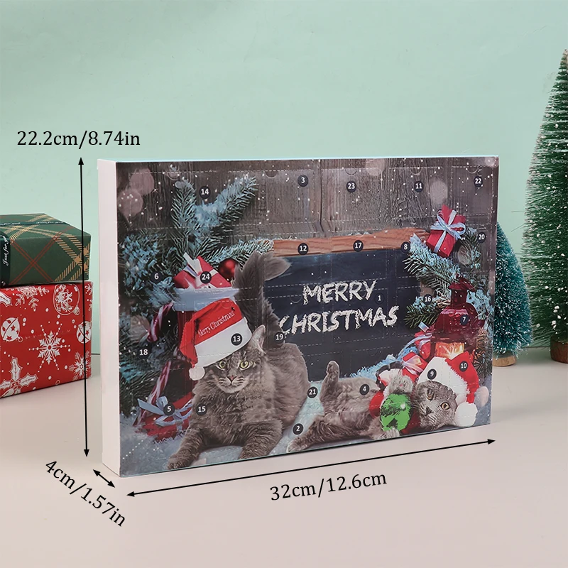 Christmas Cat Advents Calendar 24 Days Countdown Calendar Surprise Present Box Interactive Cat Toy Kit For Cat Lover