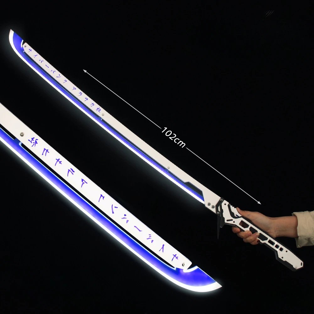 102cm/40.16in cyberpunk, periféricos de jogo, função katana espada leve, adereços modelo cosplay, brinquedos luminosos espadas presente namorado