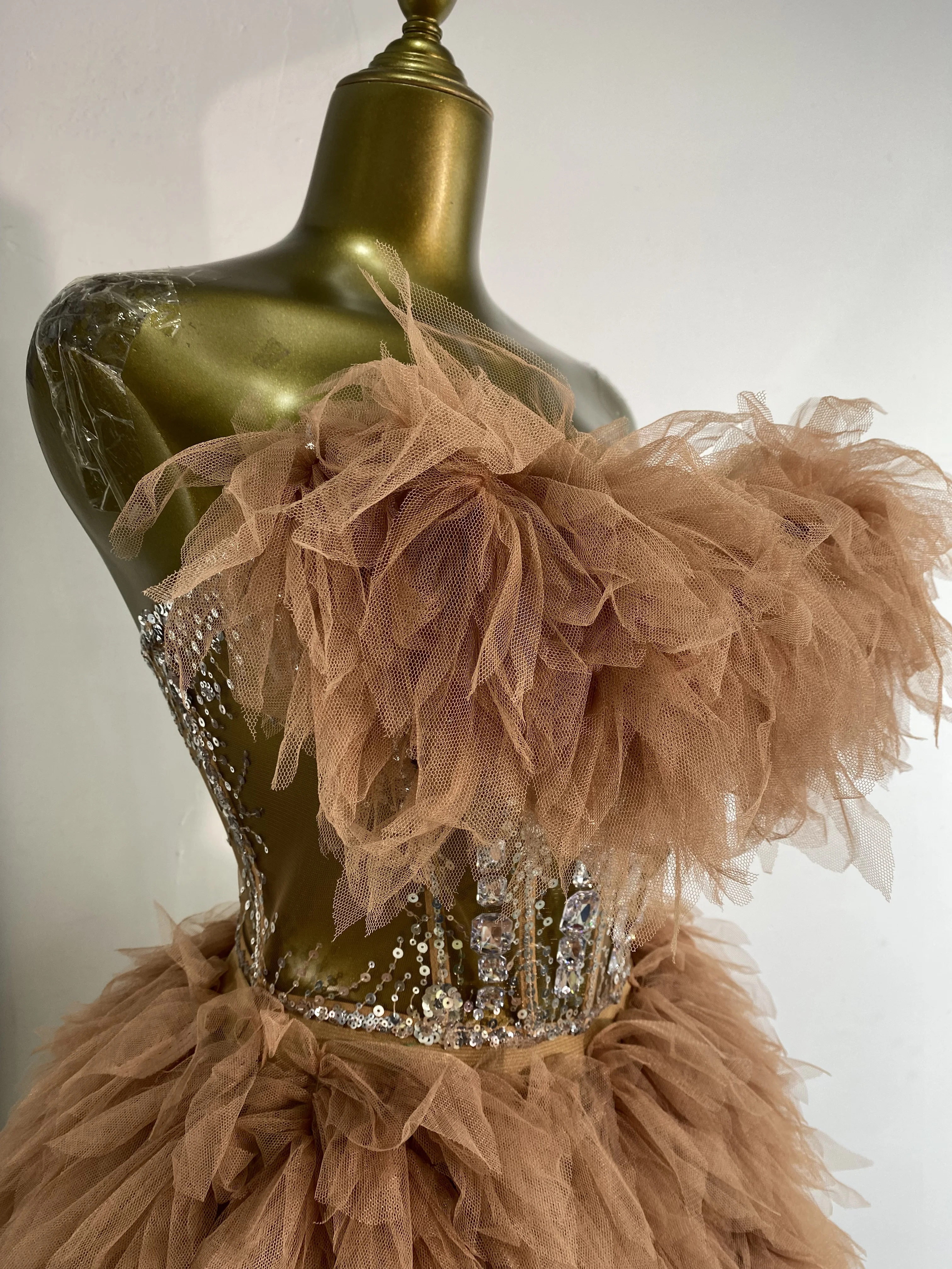 النساء المغبر روز اللون توتو تنورة وتتسابق أنبوب شبكة الراين الترتر مشد أعلى وتنورة صغيرة قطعتين مجموعات المرحلة زي