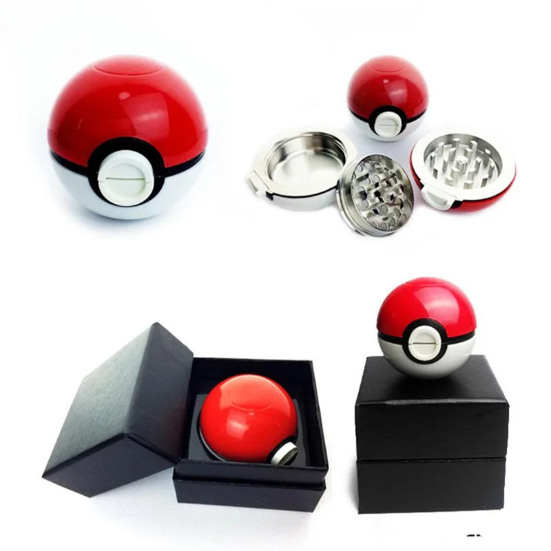 Pokeball 55mm Poke Ball Herb Zinc Alloy Plastic Metal Grinders 3 Parts Smoking Accessories