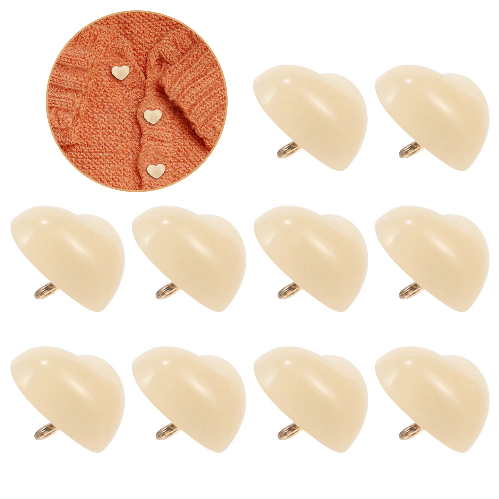 10 Pcs Coat Buttons Decorative for Craft Clothes Heart Sewing Small Replacement