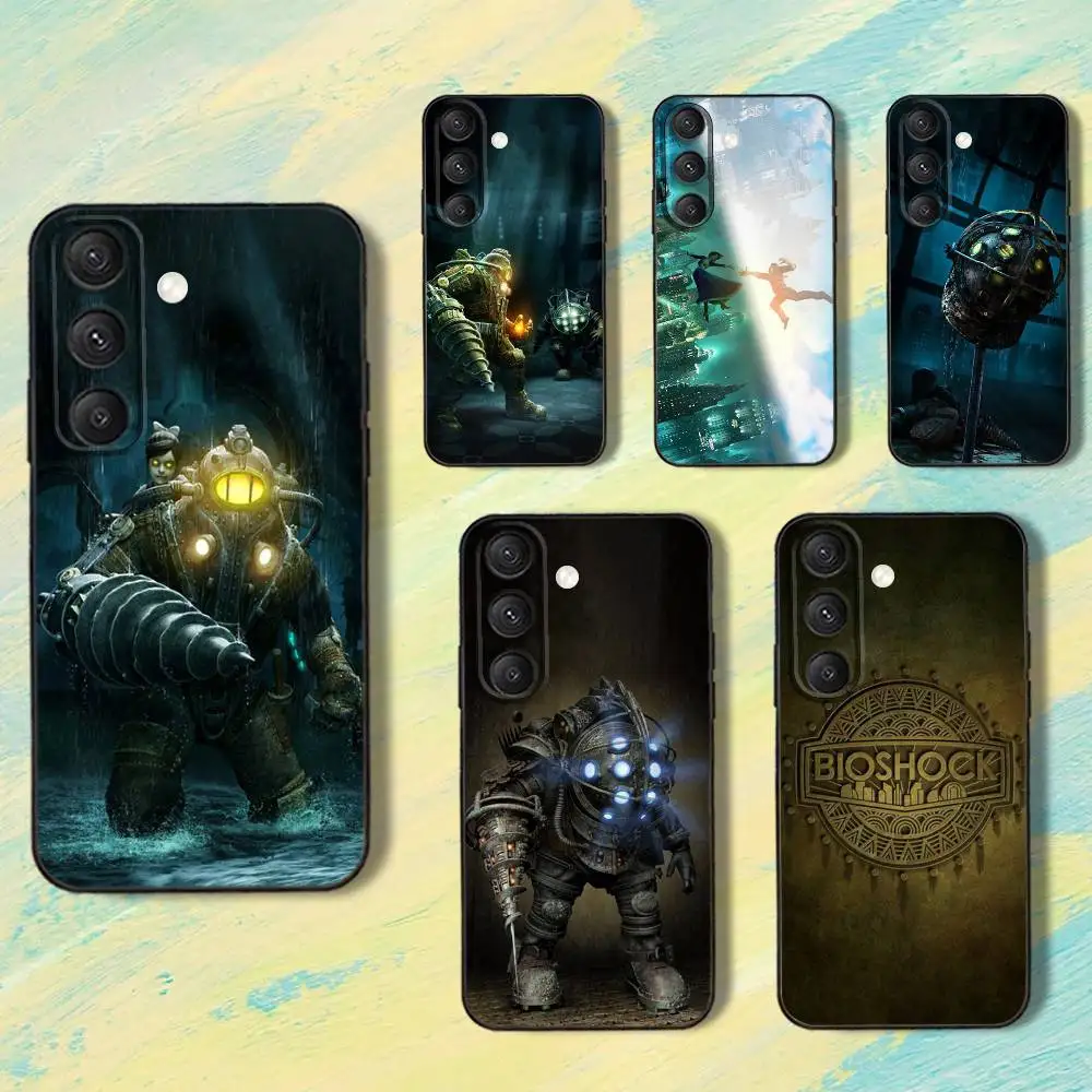 Beliebte B-BioShock-es Game Handyhülle für Samsung S25, S24, S10, S22, S21, S20, S23, Ultra, Plus, Lite, FE, weiche Silikonhülle in Schwarz