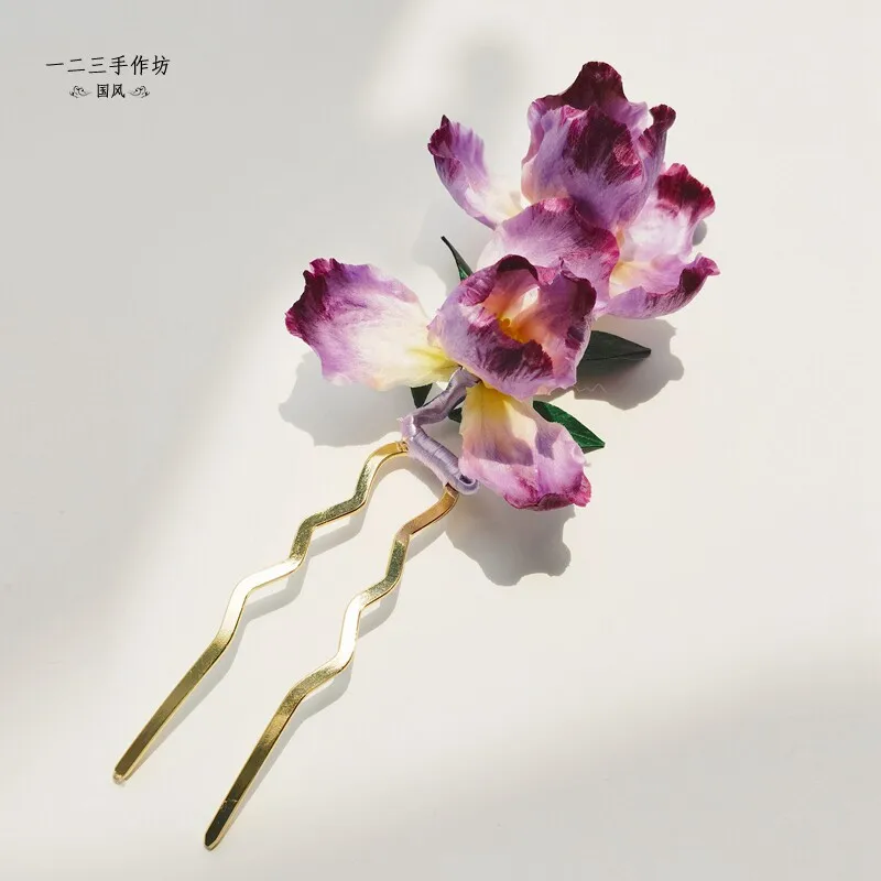 intangible-heritage-iris-ronghua-u-shaped-hairpin-traditional-chinese-hair-ornament-for-women