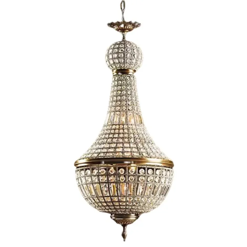 French Neoclassical Crystal Chandelier 19th Century Style Retro Pendant Light for Villa Dining Room Bedroom European Decor