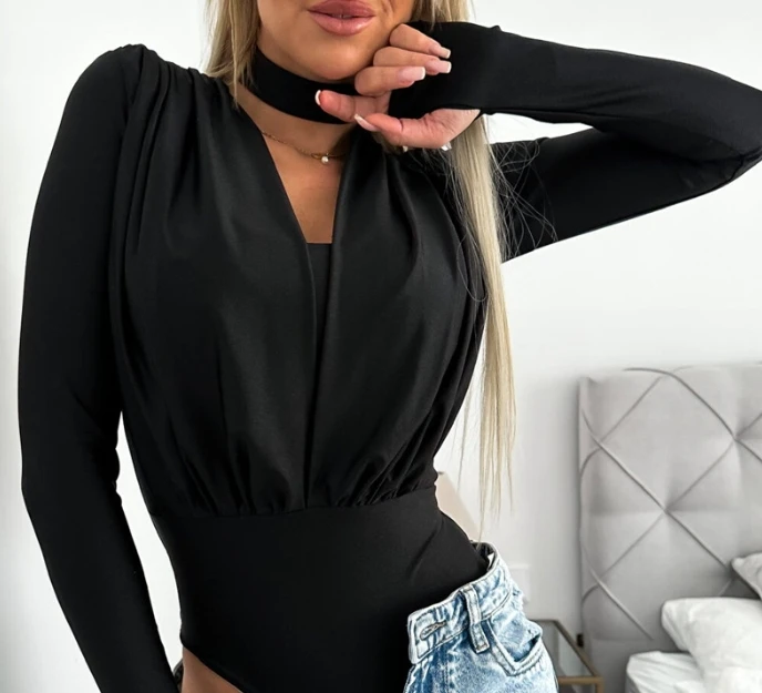 One Piece New Women\'s Hot Selling Fashion 2023 Asymmetric Collar Long Sleeves Pleated Without Pants