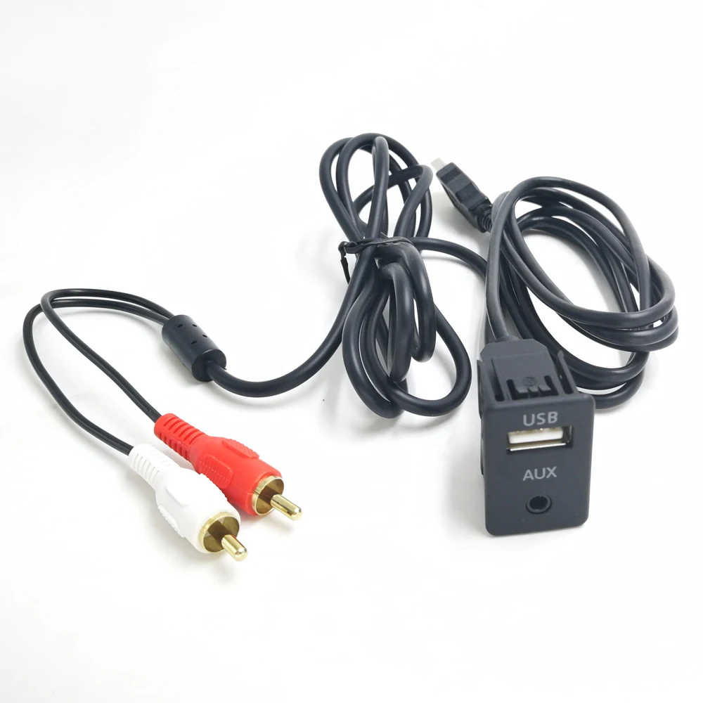 Biurlink 1.5M samochodowy kabel RCA przejściówka 3.5mm gniazdo Audio RCA kabel USB Extention Mount Panel kablowy dla volkswagena Toyota