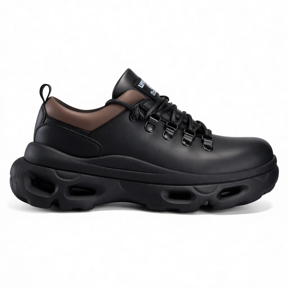 Stylish Leather Shoes Men Hiking Mountain Camping Hunting Original Climber Sneakers Tactical Outdoor Street Increased 6 cm 2026