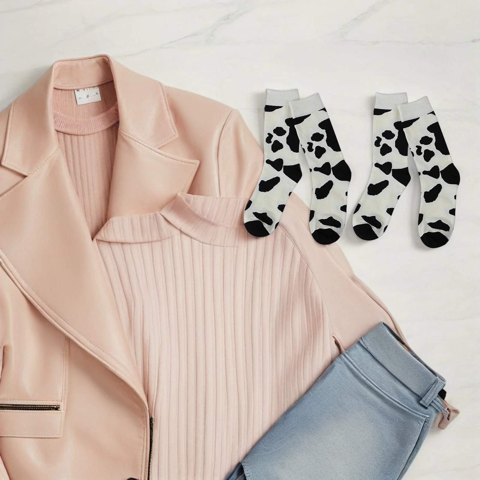 

2 пары носков для девочек, модные теплые зимние носки с коровьим узором для женщин, длинные хлопковые удобные прочные повседневные женские зимние носки