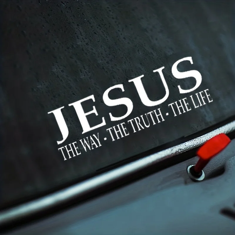 1PC "JESUS THE WAY・TRUTH・LIFE" White Vinyl Sticker - Waterpr