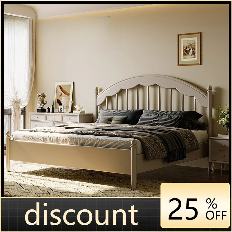 LTT master bedroom bed French living room full solid wood bed American double bed