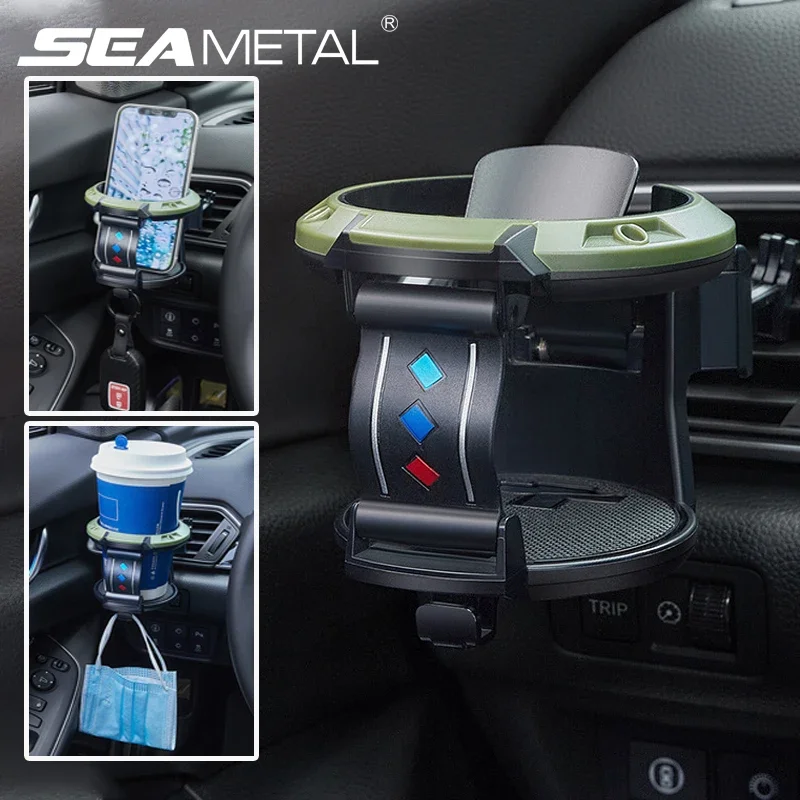 SEAMETAL Car Air Vent Outlet Cup Holder Drink Coffee Cup Bottle Rack Universal Water Bottle Holders Phone Stand Interior Parts