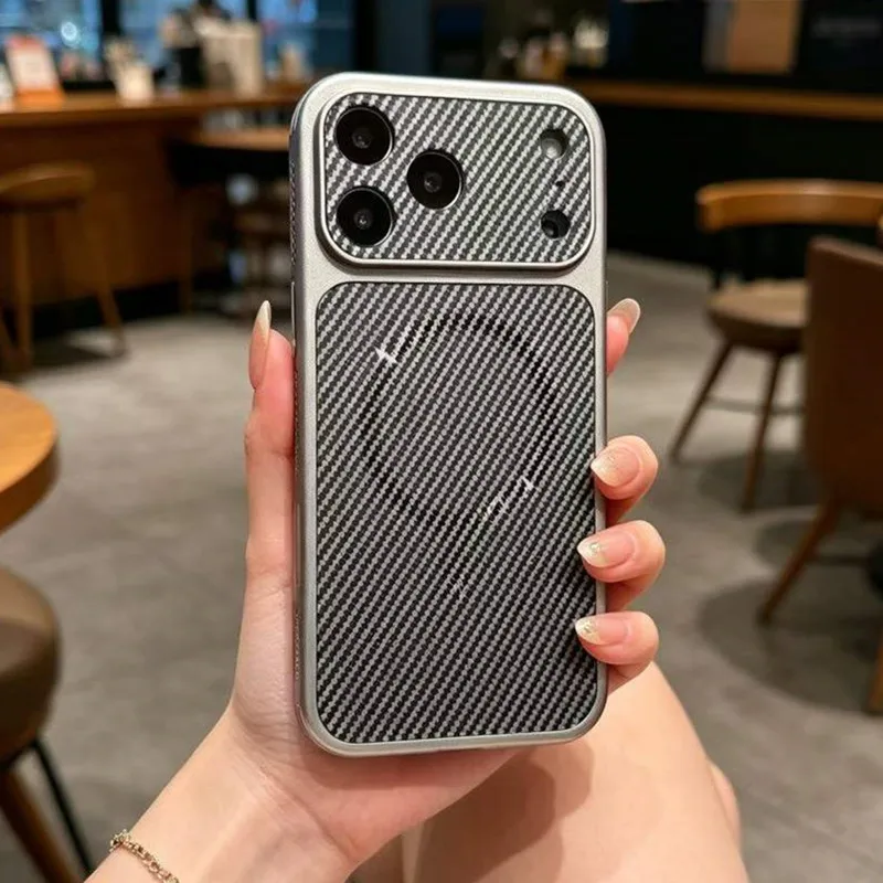 Luxuriöse Carbon-Faser Magnetische Hart-PC-Hülle für iPhone Air 17 16 15 14 13 Pro Max iPhone17 ProMax mit Magsafe-Kühlung