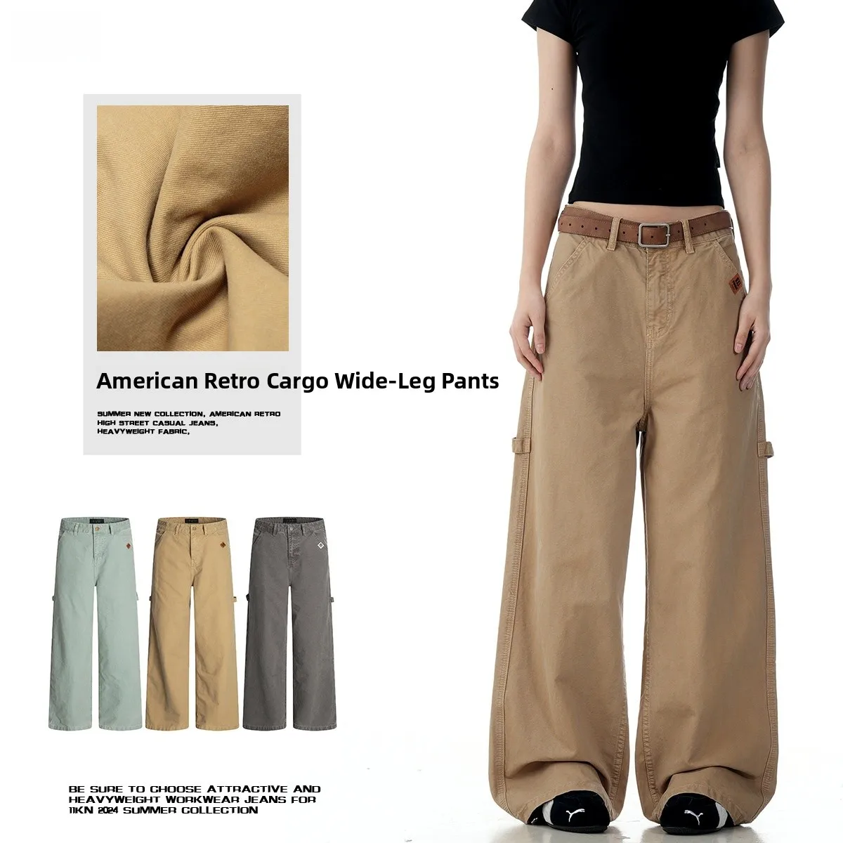 

Retro American Workwear Pants Men's Distred Straight Leg Loose Fitting Faion Urban Sle Long Trousers Cotton 00%