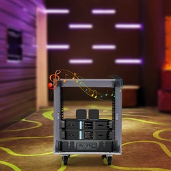 12U Portable Rolling Network Rack Built-in Handles Swivel Caster Wheels Audio Video Telecom Equipment Rack