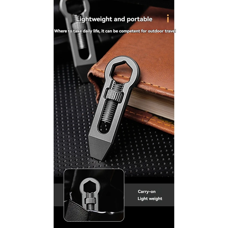 Titanium Alloy Hexagon Wrench Mini Pry Bar Bottle Opener Keychain Tool Combination Outdoor Camp Hike Gear-ABLL view 2