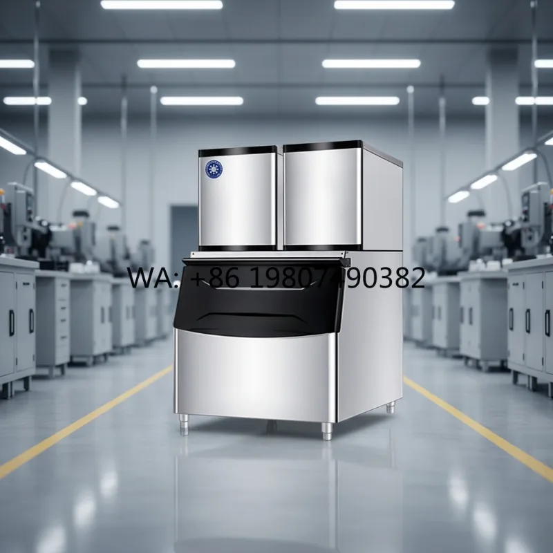 Air Cooled Split Ice Maker, High Efficiency Energy Saving Design, PLC Automatic Commercial Ice Machine with Water Pump