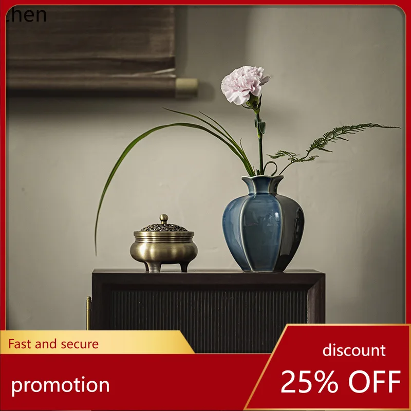 

Zml ceramic vase chinese tea table ornament floral arrangement pomegranate vase zen tea ceremony modern home decor