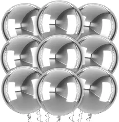 1/2/5pcs Silver 32inch 4D Foil Balloon Round Shape Mirror Side Surface Reusable Balloon for Wedding Birthday Party Suppiles Gift