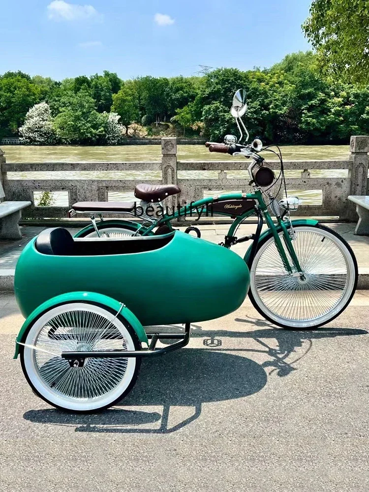 

Tri-Wheel Bike Art Park Display Side Bucket Trailer Bicycle Dense Spoke High-End Sidecar