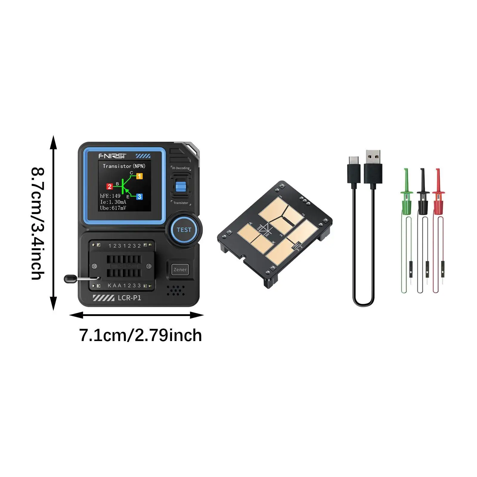 Transistor Tester Kit Color Display Utility Tool Handheld Multipurpose Transistor Meter for Diode Triode Resistor Capacitor
