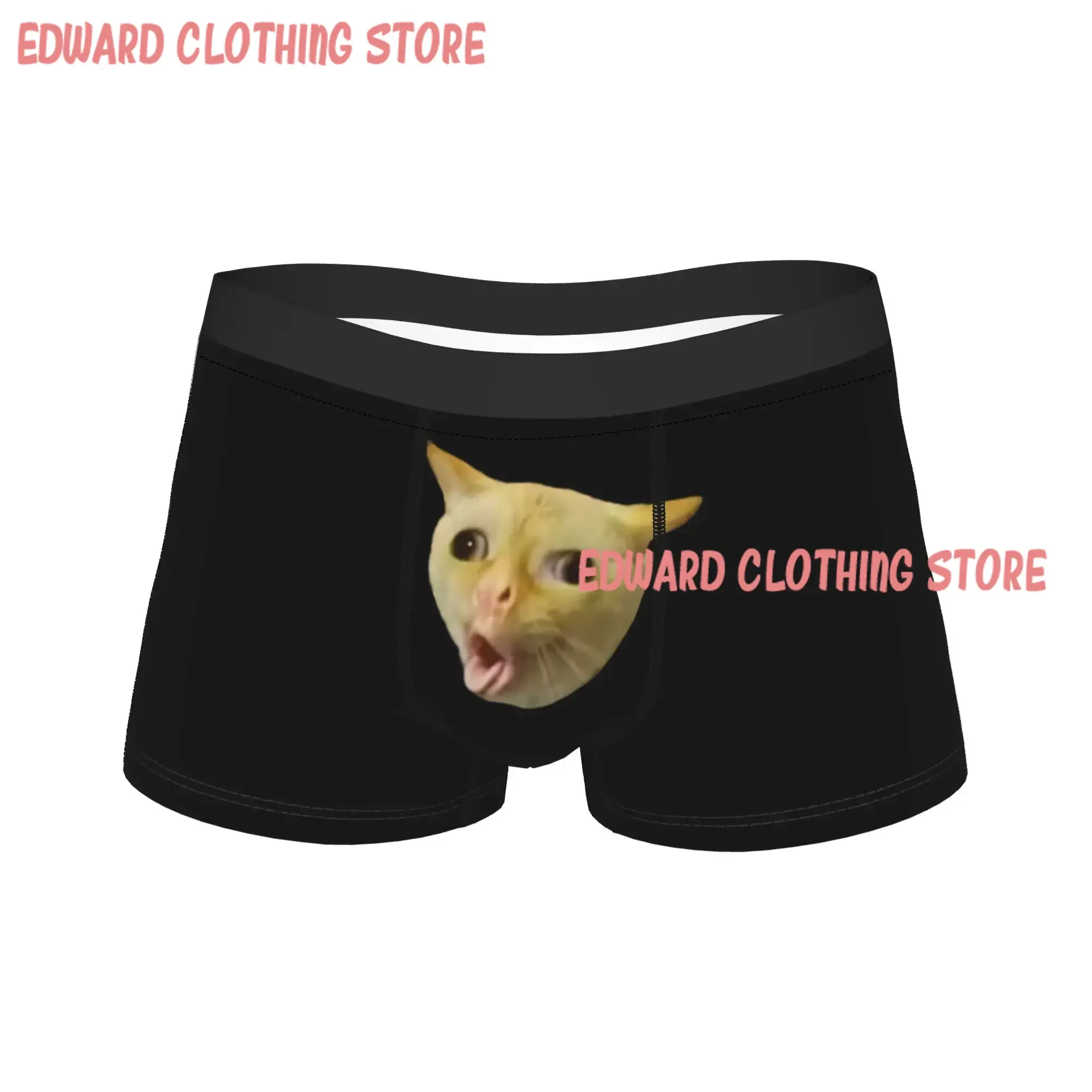 Funny Cat Coughing Meme Underwear  Male Shorts Briefs Sexy Soft Boxer Shorts High Quality Design Plus Size Panties