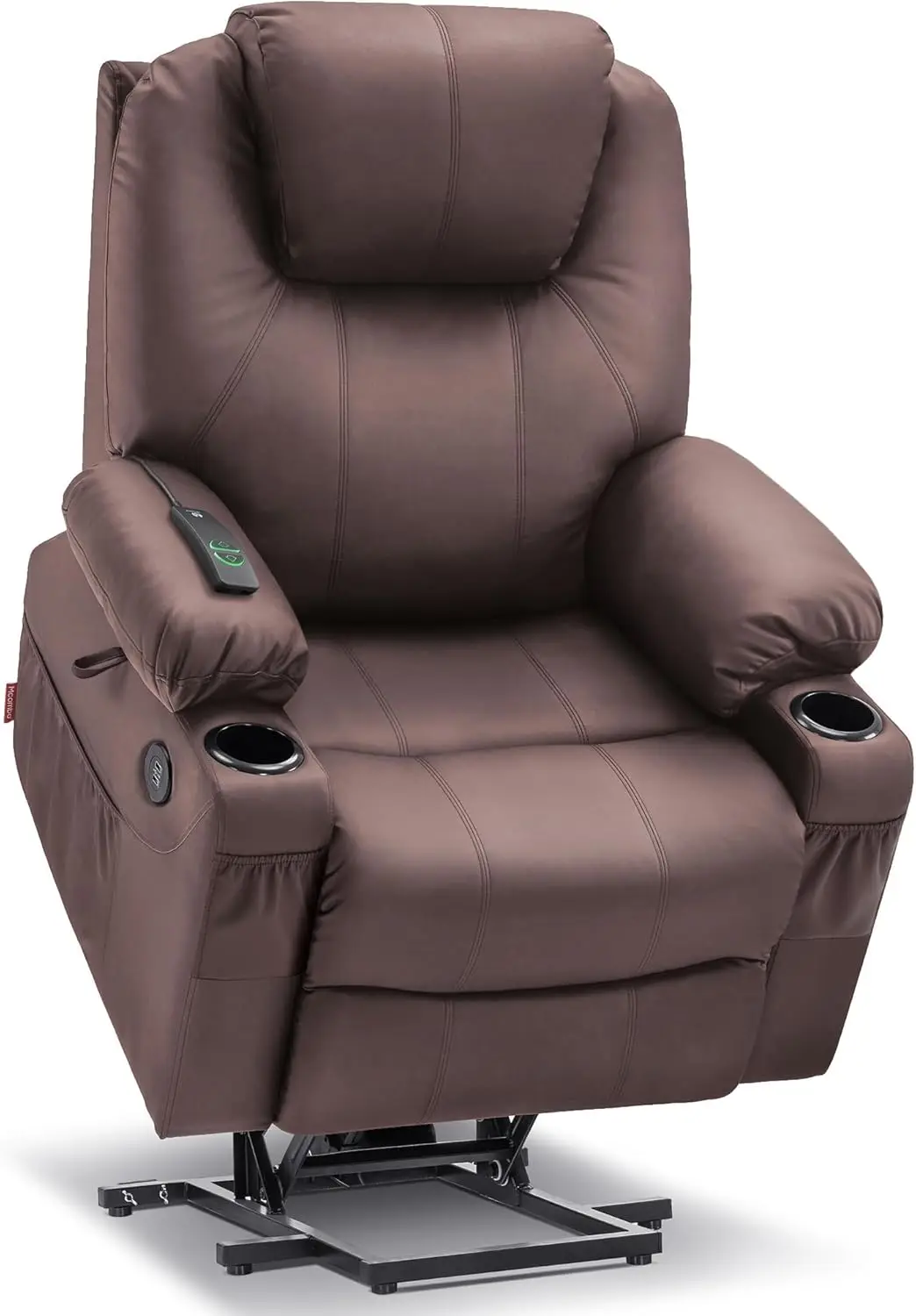 Elektrische elektrische lift fauteuil bank met massage en warmte voor ouderen, 3 posities, 2 zijvakken en bekerhouders