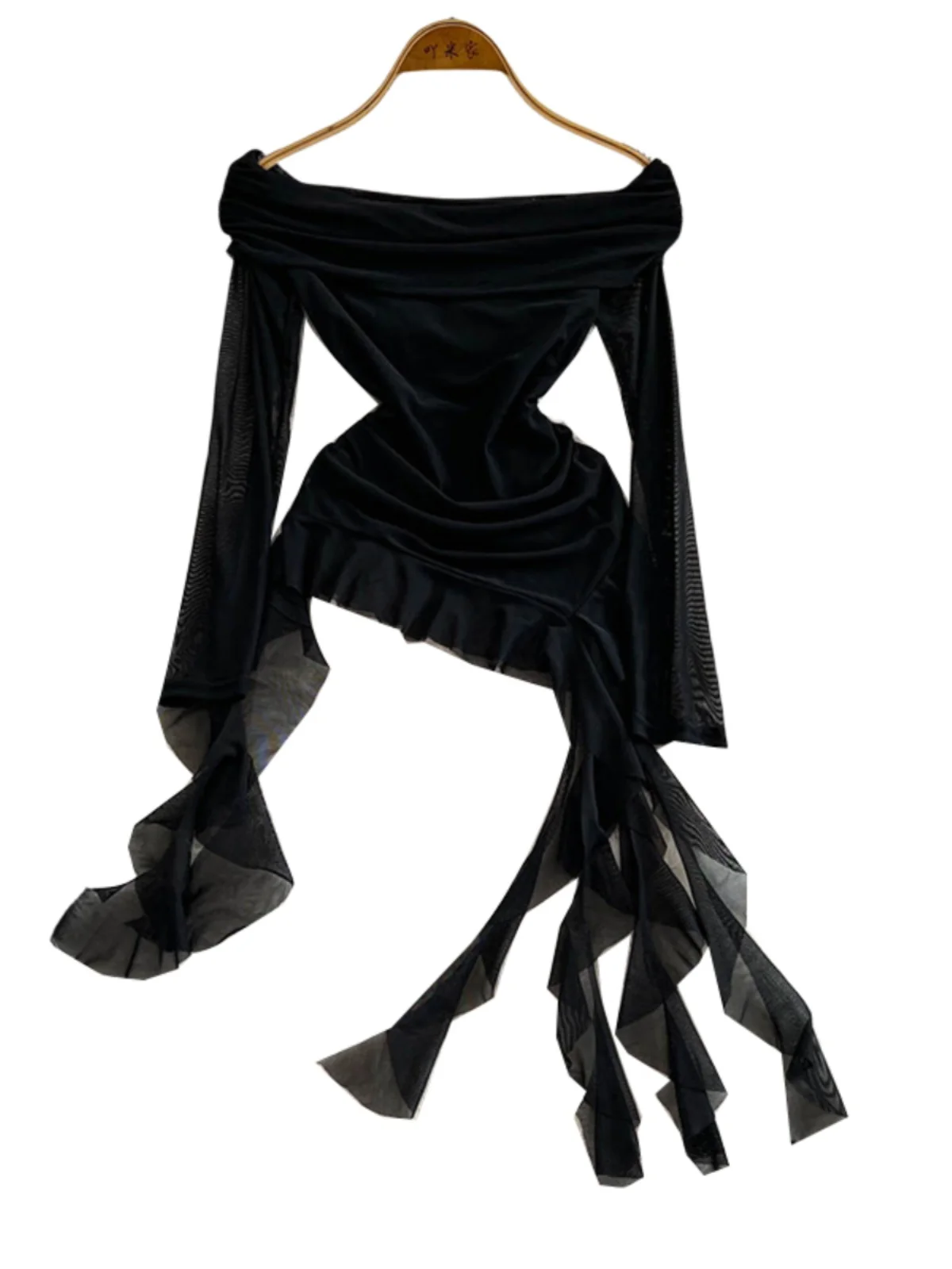 Damski T-shirt American Sle Long Sve Slim Fit z asymetrycznym dołem i jednym ramieniem, letni top Pure Desire