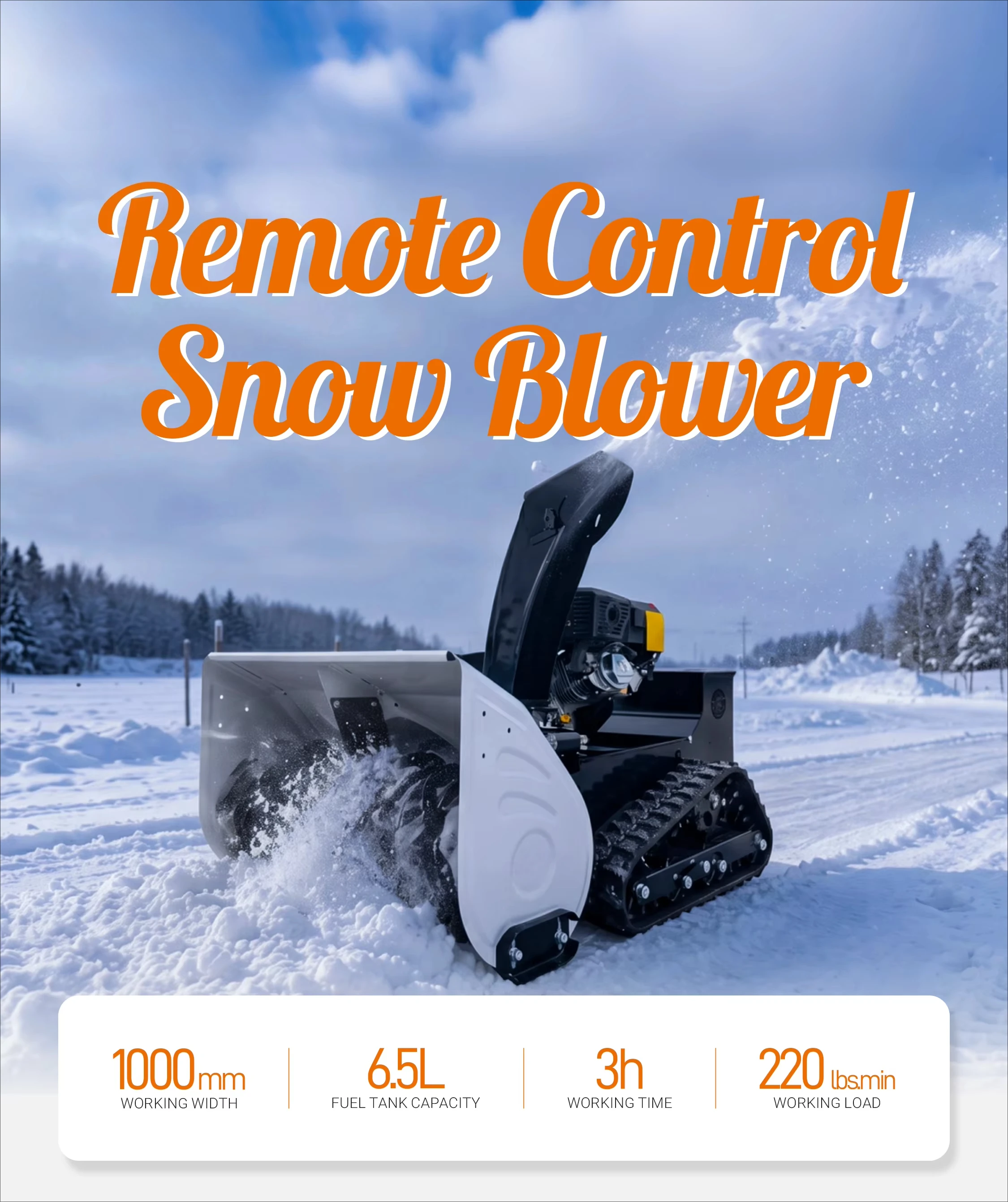 196cc  Snow Blower 600mm Working Width Automatic Self-propelled Snow Thrower Remote Control Snow Blower