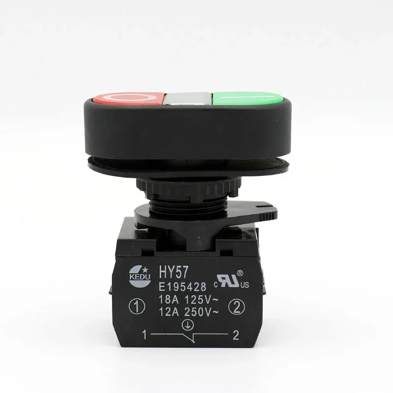 kedu HY57 Industrial Electrical Pushbutton Push Button Switches with Power Off Function, 250V/12A, 125V/18A