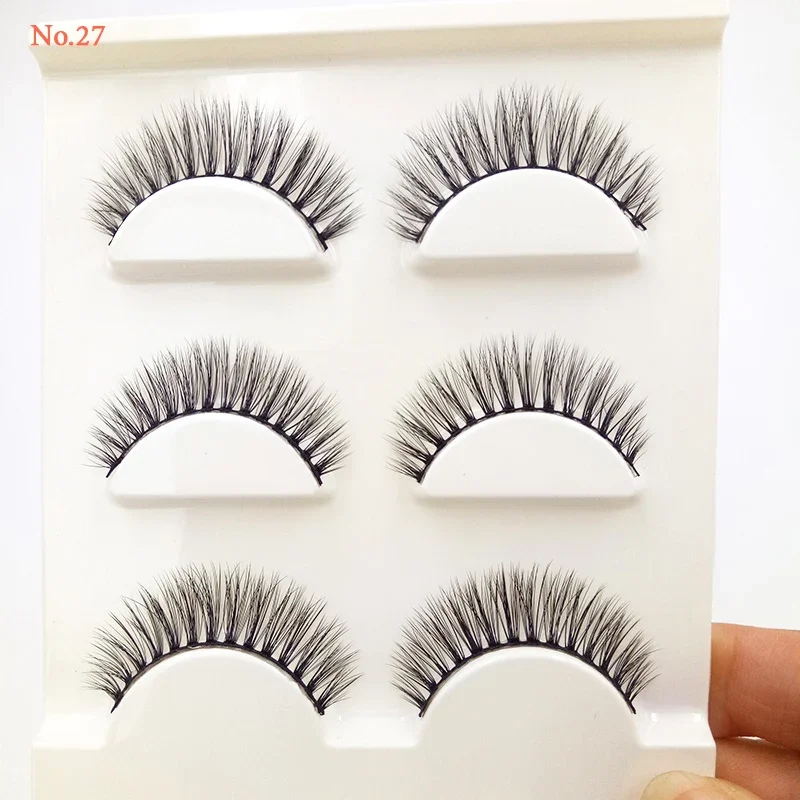 3 pairs Handmade 3D False Eyelashes Multiple Optional Natural Party Bar Makeup Tools Thick Brighten Eye Tail Lengthened Winged