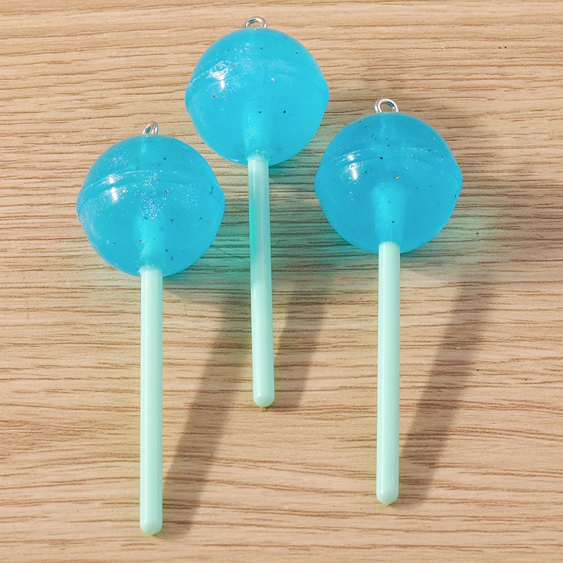 10 Stück gemischte, niedliche 3D-Harz-Lollipop-Anhänger für die Schmuckherstellung, Ohrhänger, Halsketten, Schlüsselanhänger, DIY-Bastelzubehör ﻿ – Detail 4