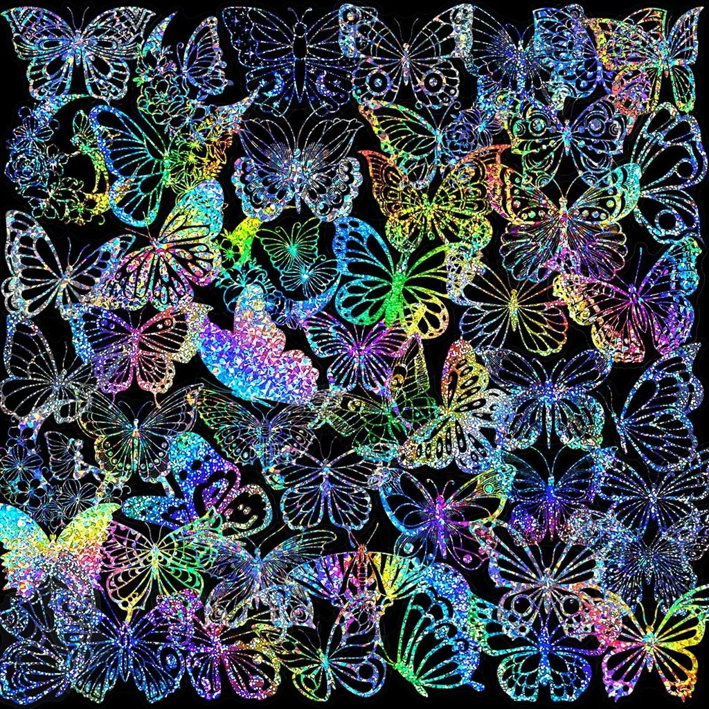 100Pcs Clear Butterfly Holographic Stickers, Laser Shimmer Holo Decals, Transparent DIY Embellishments  AnimeWorlds Store