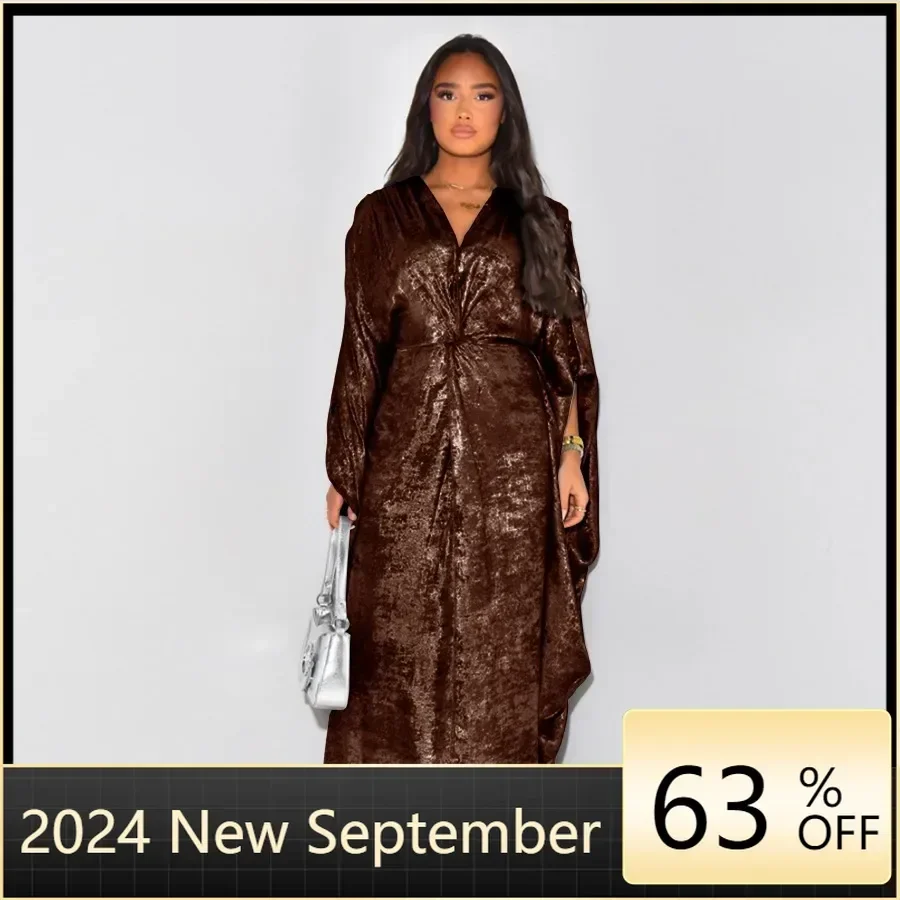 2024 nova festa abayas para mulheres dubai vestido longo de luxo batwing manga roupas modestas roupas islâmicas vestidos de noite lr824