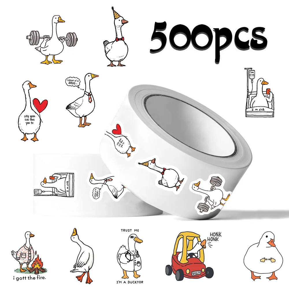 

500Pcs/Roll Cartoon Cute Big Goose Roll Sticker DIY PVC Laptop Decals Decoration Reward Notebook Water Cup Kids Toys Gifts