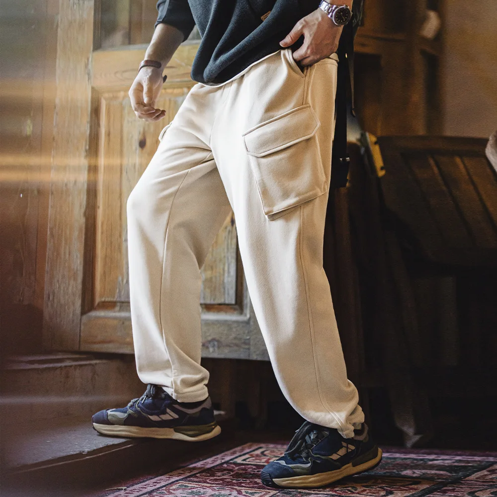 

Спортивные штаны Maden в стиле ретро с несколькими карманами и эластичной резинкой на талии, прямые спортивные повседневные брюки с манжетами для мужчин, осенние брюки