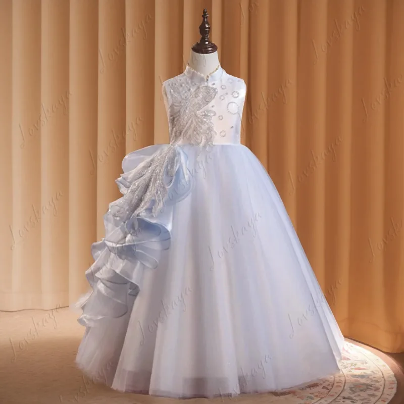 

Платье для девочек, осеннее новое маленькое праздничное подиумное пианино Guzheng, одежда для выступлений, детское платье принцессы в китайском стиле