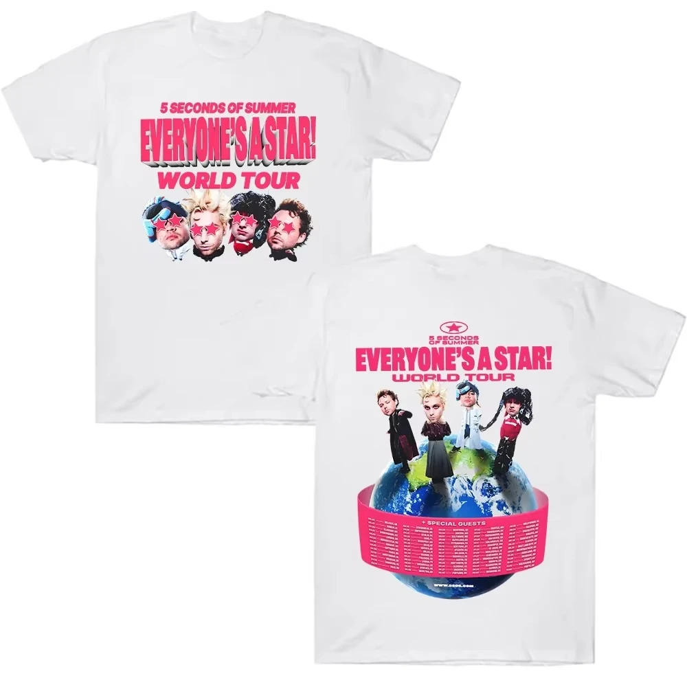 Seconds of Summer EVERYONE'S A STAR! T Shirts 5SOS Oversized Unisex T Shirt Streetwear Cotton New Retro Short Sleeves Graphic