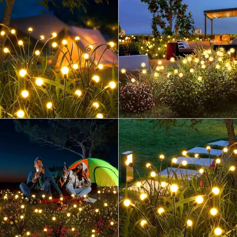 Outdoor LED Solar Lights Waterproof Starburst Solar Firefly Lights Lawn Lamp Garden Lamp for Path Landscape Decorative