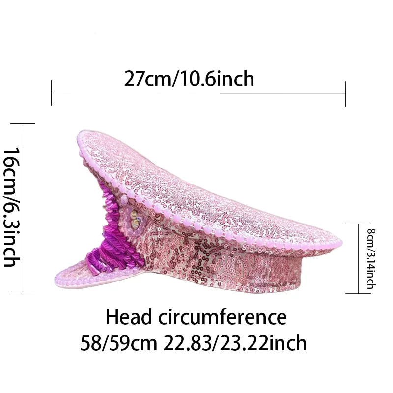HongLuan Halloween Kostüm Hut, Kapitän Hüte Strass für Burning Man Festival Frau, Cosplay Weibliche Accessoires