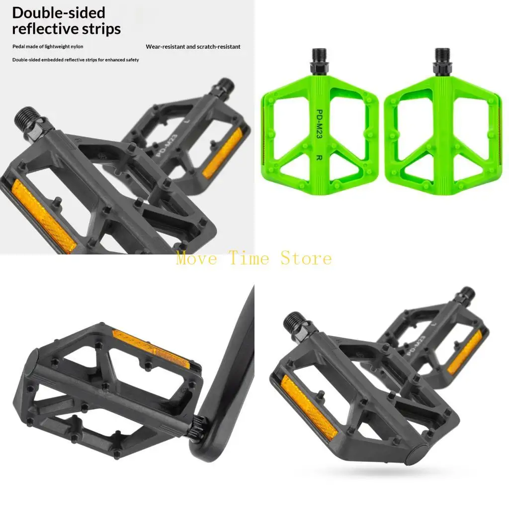 

92ME Удобные велосипедные педали Велосипедная платформа Легкий нейлоновый двойной подшипник Светоотражающие полосы Дизайн и