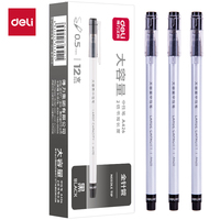 12pcs/Box Deli Large Capacity Gel Pens 0.5mm Needle Tip Assorted Colors (Black Blue Red) School Writing Supplies