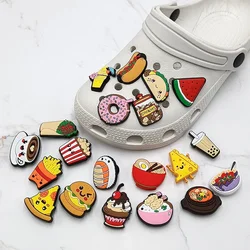 Simulated Food PVC Shoe Charms Accessories Donut Sushi Sandwich Shoe Upper Pins Decoration Sandals Clogs Buckle Kid Party Gift