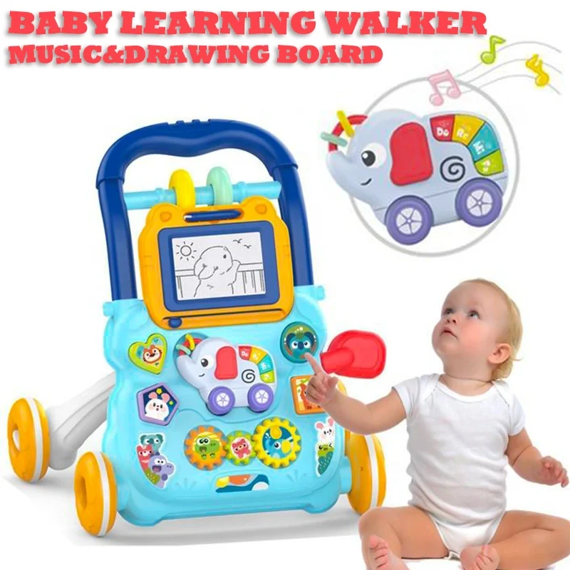 0-12 Months  Multifunction Toddler Trolley Musical Drawing Walker Exercise Hearing Learn Walk Hand Push Walker Early Educational