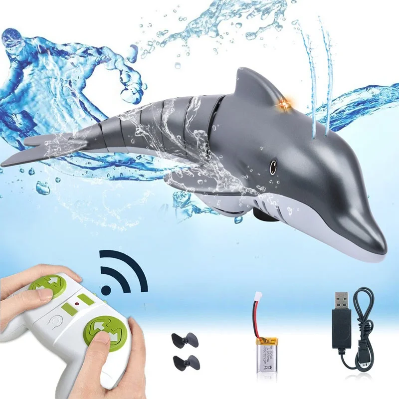 2.4g controle remoto completo pode pulverizar água simulação golfinho mergulho elétrico selado à prova dwaterproof água carregamento barco de controle remoto
